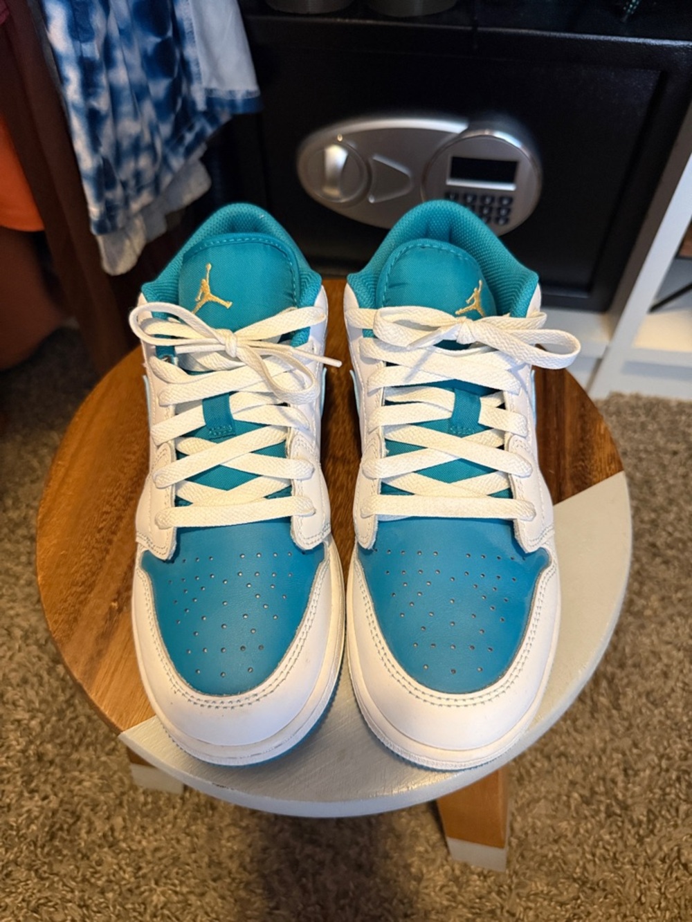 Jordan Kids Low-Top Sneakers in Teal and White